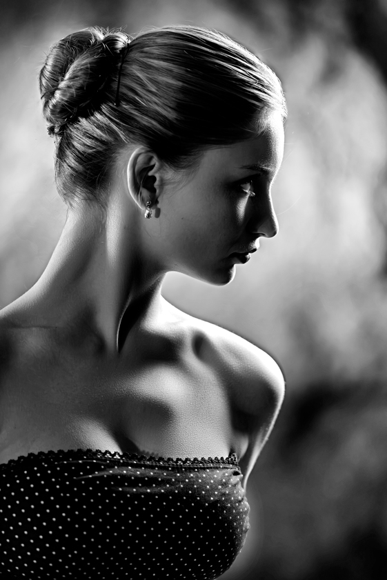 Černobílá portrétní fotografie